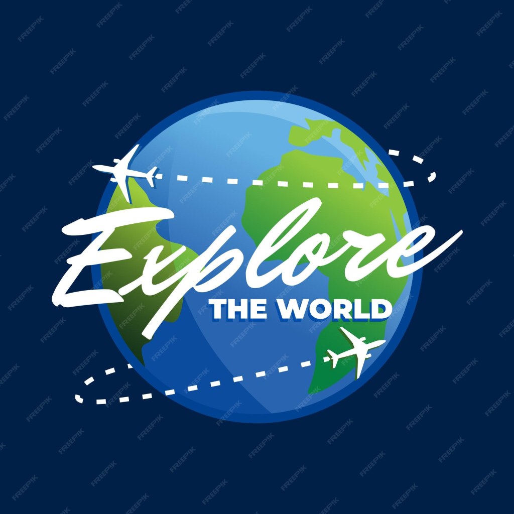 travel explore icon - Premium Vector  Travel icon with airplane fly around the world
